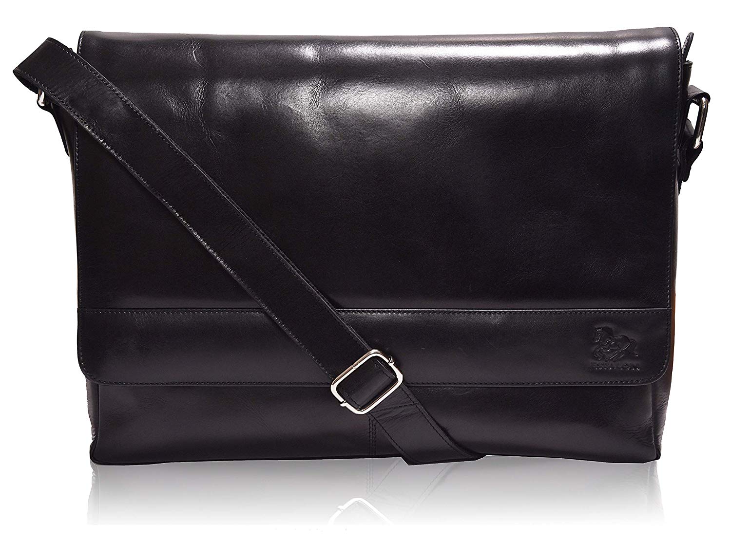 Estalon Leather Messenger Bag, Black - Shopping Bookmarks