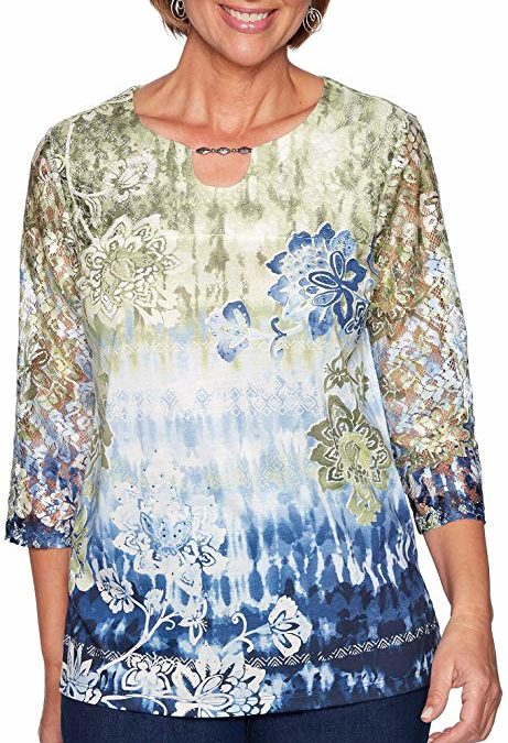 Plus Size Alfred Dunner Lake Tahoe Floral Keyhole Neck Blouse