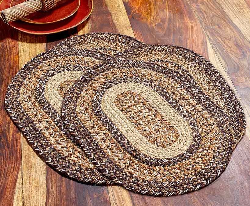 Better Trends Homestead Farmhouse Country Rustic Eco-Friendly Jute Braided Dining Table Placemats Tabletop, Set of 4, Heat Resistant, 13x18 (Espresso