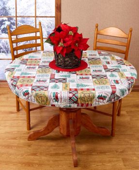 Custom Fit Seasonal Table Cover – Round Christmas