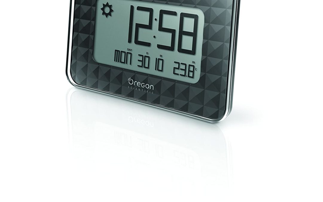 Oregon Scientific Indoor 6.8"H x 9.7"W x 1.2"D Black Digital Atomic Wall Clock