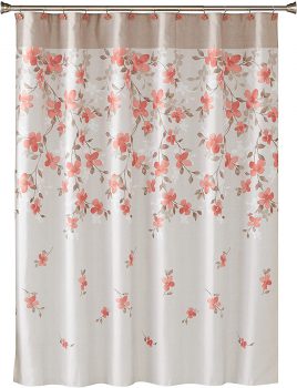 SKL Home by Saturday Knight Ltd. Coral Garden Floral Fabric Shower Curtain, Coral