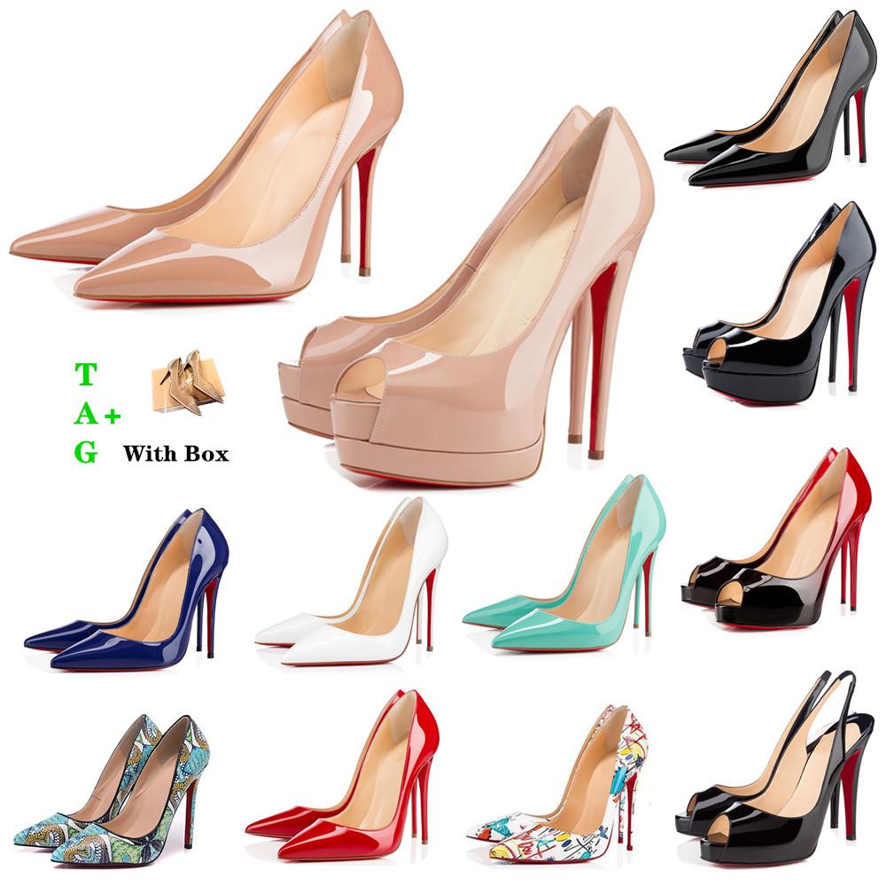 Woman Red Bottoms High Heels Platform Peep-toes Sandals Designers Sexy Pointed Toe Reds Sole 8cm 10cm 12cm Pumps Luxurys Womens 