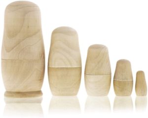 Genie Crafts Set of 5 Wooden Blank Unpainted Nesting Dolls, 5.5 inches