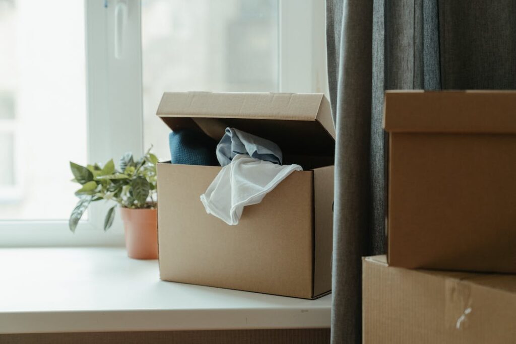 A cardboard box to store your resale products safely. 